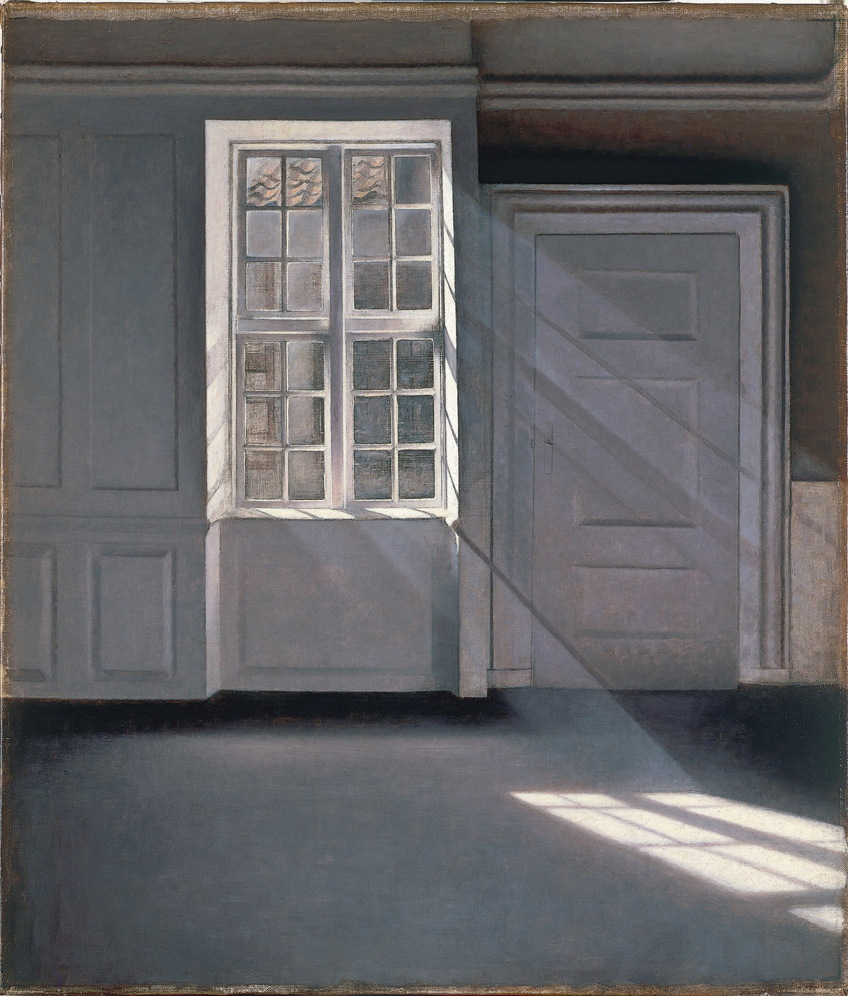Vilhelm Hammershøi, Interno della casa dell'artista (1900; olio su tela, 70 x 59 cm; Jægersborg Dyrehave, Ordrupgaard)
