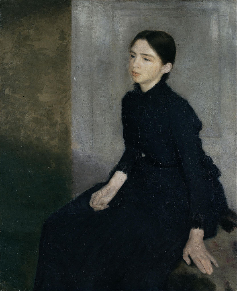 Vilhelm Hammershøi, Ritratto di giovane ragazza (1885; olio su tela, 91,5 x 112 cm; Copenaghen, The Hirschsprung Collection)
