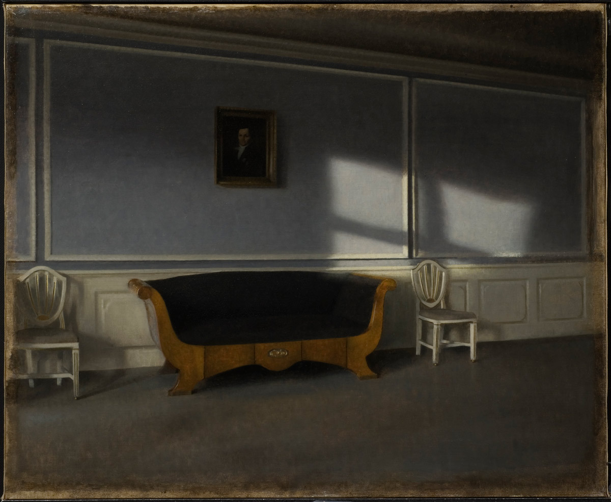 Vilhelm Hammershøi, Raggio di sole in salone, III (1903; olio su tela, 54 x 66 cm; Stoccolma, Nationalmuseum)
