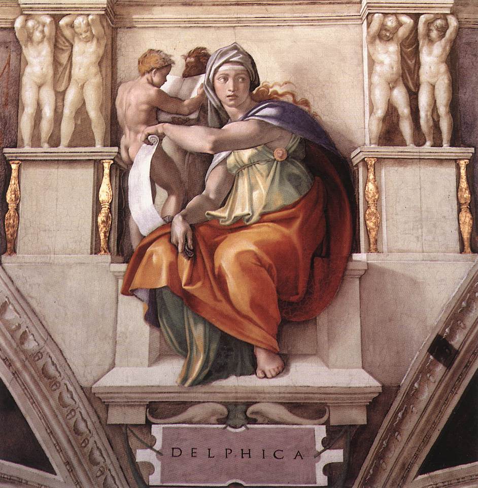 Michelangelo, Sibilla Delfica (1508-1510 circa; affresco; Città del Vaticano, Cappella Sistina, volta)
