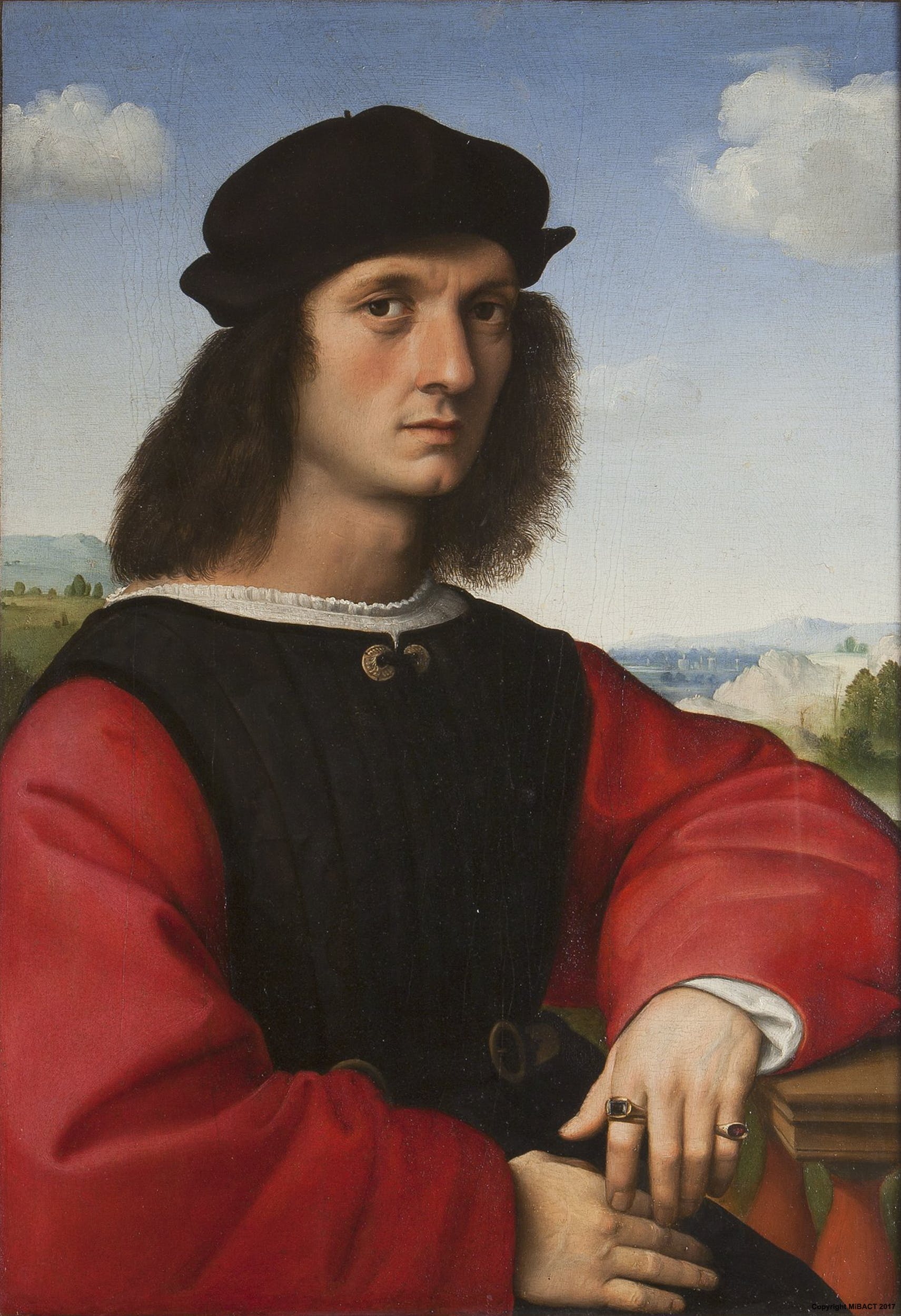 Raffaello, Ritratto di Agnolo Doni (1506 circa; olio su tavola, 65 x 45 cm; Firenze, Galleria degli Uffizi)
