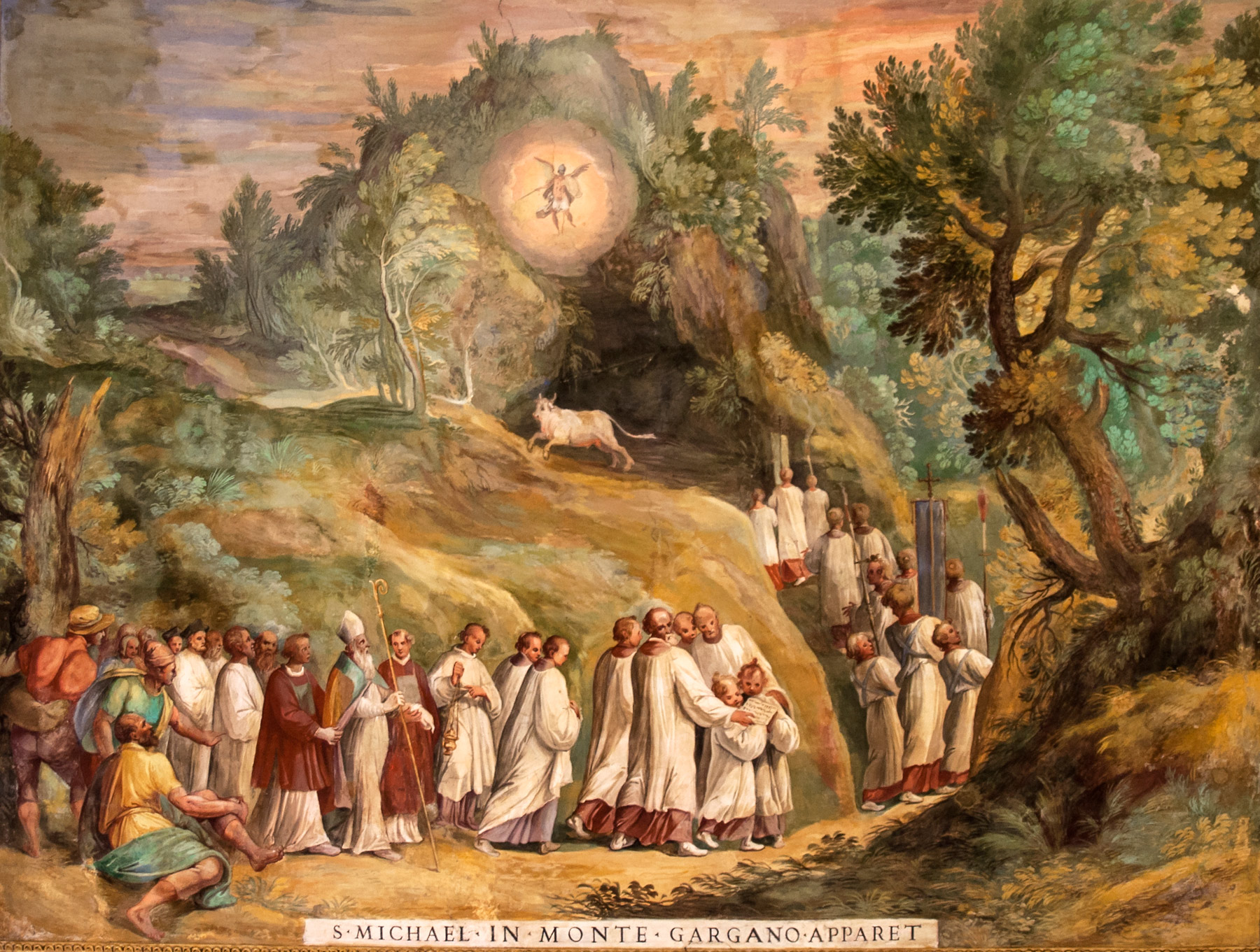 Cesare Nebbia, San Michele appare sul monte Gargano (1592 circa; affresco; Città del Vaticano, Musei Vaticani, Galleria delle Carte geografiche)
