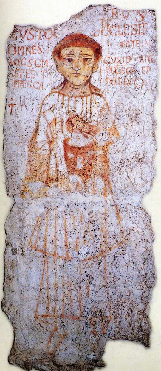 Custos Ecclesiae (metà del IX - inizio dell'XI secolo; affresco staccato; Monte Sant'Angelo, Santuario di San Michele)
