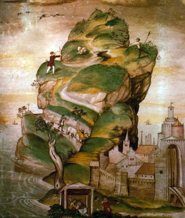 Lucano da Imola, Il monte Gargano e la città di Siponto (1550; Bergamo, San Michele al Pozzo Bianco)
