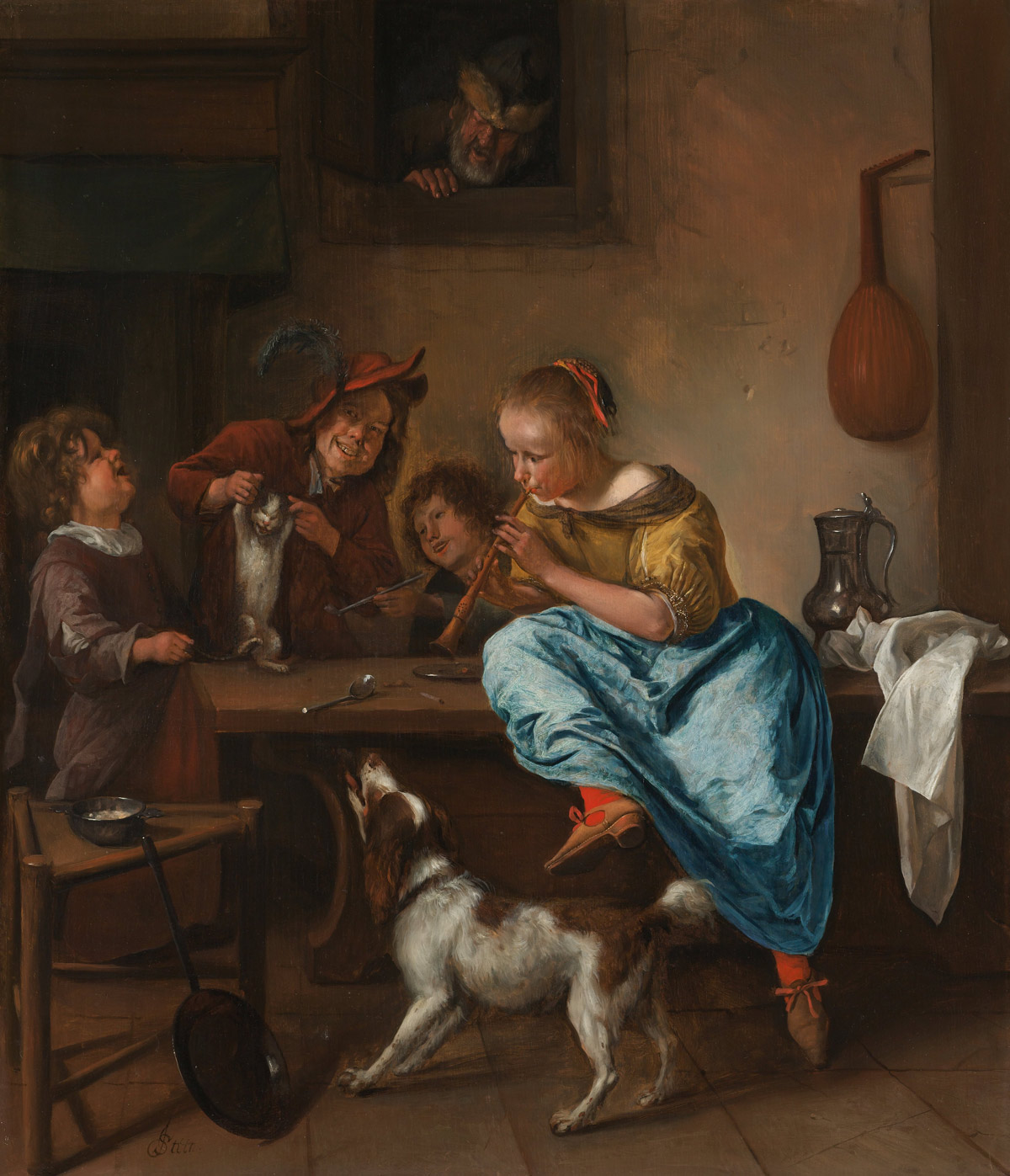 Jan Steen, Lezione di ballo (1660-1679; olio su tavola, 68,5 x 59 cm; Amsterdam, Rijksmuseum)

