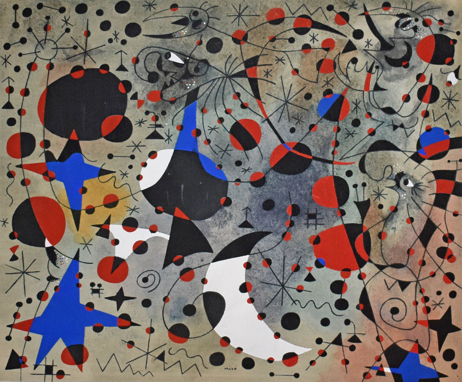 Joan Miró, Canto dell'usignolo di mezzanotte e pioggia del mattino, dalla serie Costellazioni (1940; gouache e pittura alla terpentina su carta, 38 x 46 cm; New York, Perls Galleries)
