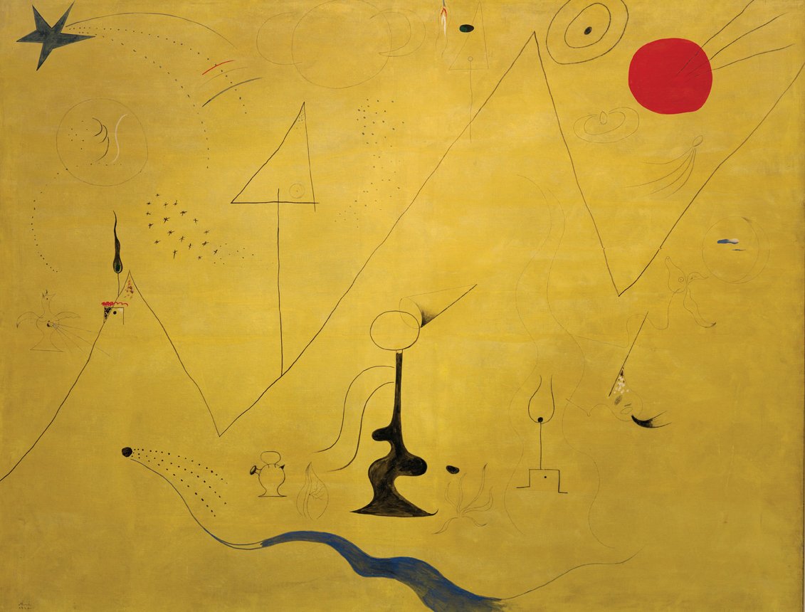 Joan Miró, Eremitaggio (1924; olio, matita e grafite su tela, 114,3 x 146,2 cm; Filadelfia, Philadelphia Museum of Art)
