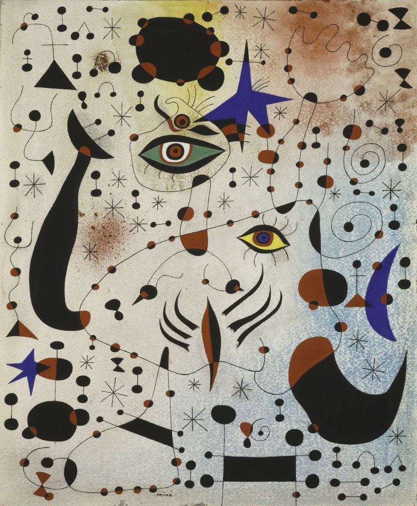 Joan Miró, Numeri e costellazioni innamorati di una donna dalla serie Costellazioni (1941; acquerello su carta, 45,9 x 38 cm; Chicago, Art Institute)
