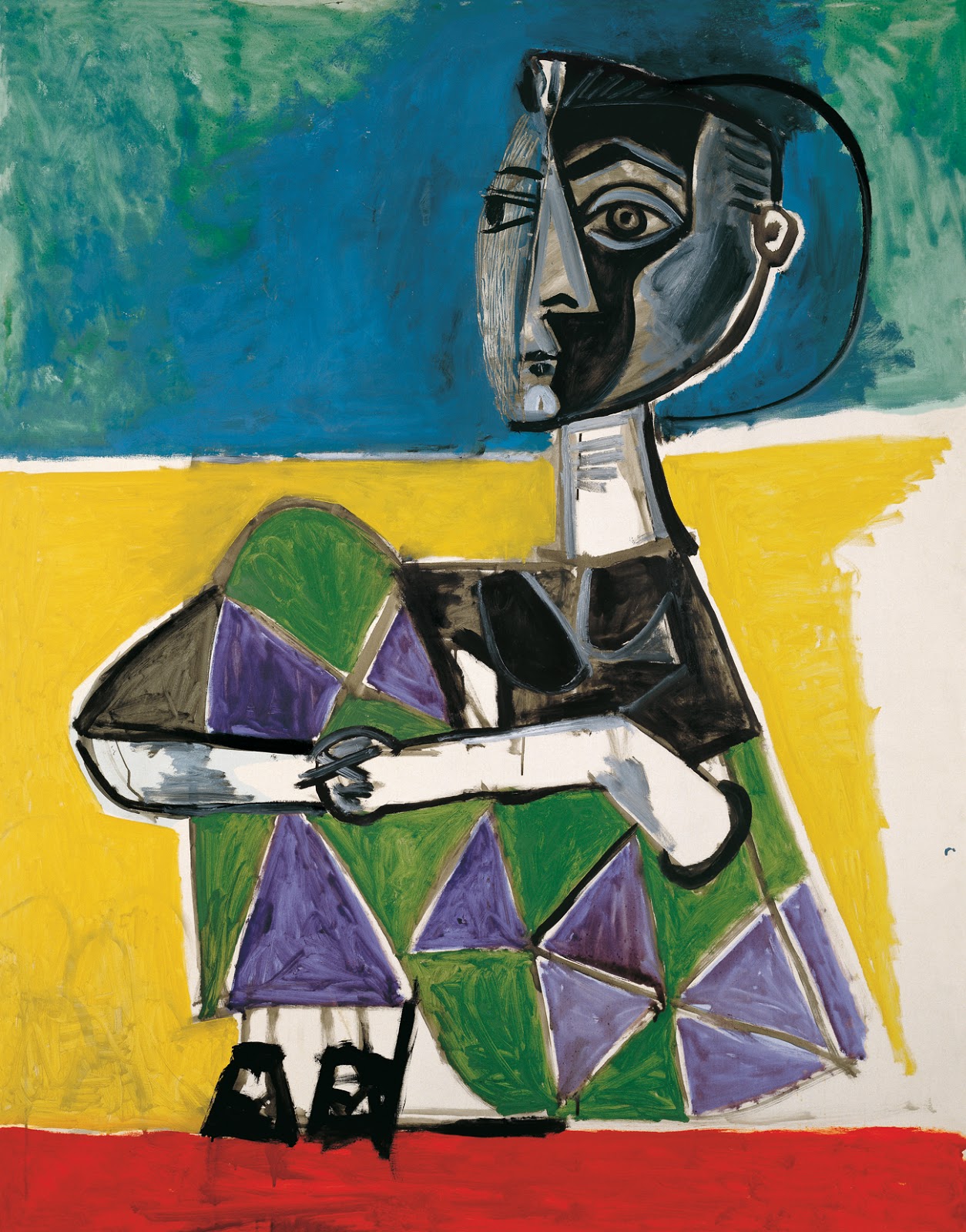 Pablo Picasso, Jacqueline sentada (1954; olio su tela, 146 x 114; Malaga, Museo Picasso)
