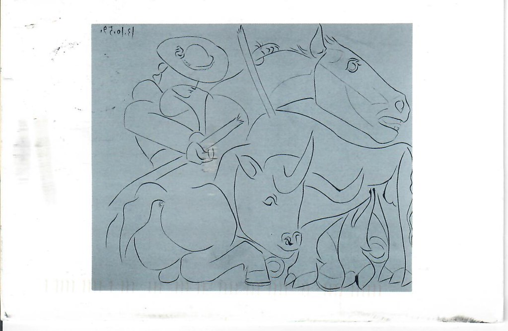 Pablo Picasso, La pica rota (1959; inchiostro su linoleum, 28 x 34 cm; Malaga, Museo Picasso)
