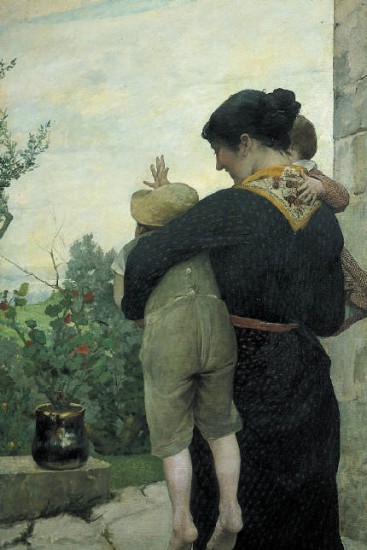 Egisto Ferroni, Torna il babbo (1883; olio su tela, 137 x 87 cm; Roma, Galleria Nazionale d'Arte Moderna e Contemporanea)
 Egisto Ferroni, Torna il babbo (1883; olio su tela, 137 x 87 cm; Roma, Galleria Nazionale d'Arte Moderna e Contemporanea)