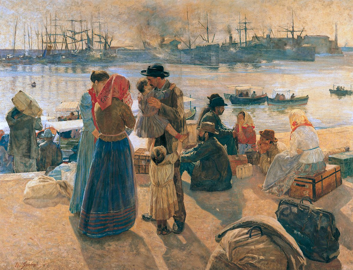 Raffaello Gambogi, Gli emigranti (1894 circa; olio su tela, 146 x 196 cm; Livorno, Museo Civico Giovanni Fattori)
 Raffaello Gambogi, Gli emigranti (1894 circa; olio su tela, 146 x 196 cm; Livorno, Museo Civico Giovanni Fattori)