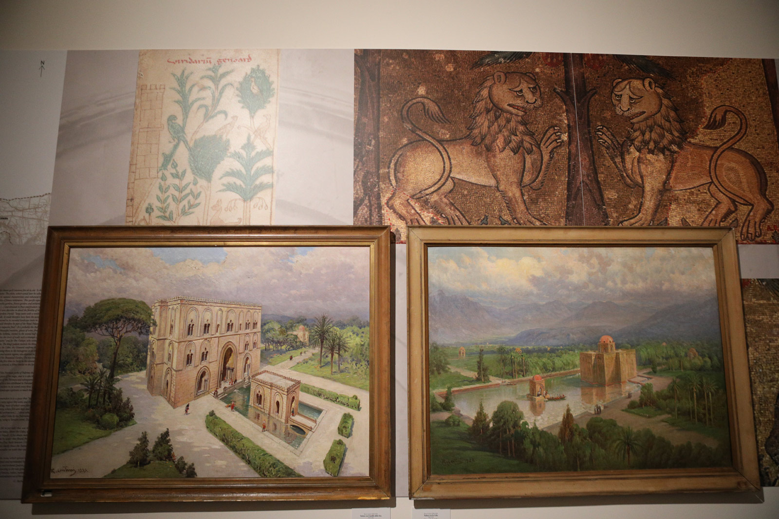 Rocco Lentini, Veduta con Castello della Zisa (1935) e Veduta con la Cuba (1922), entrambe olio su tela
