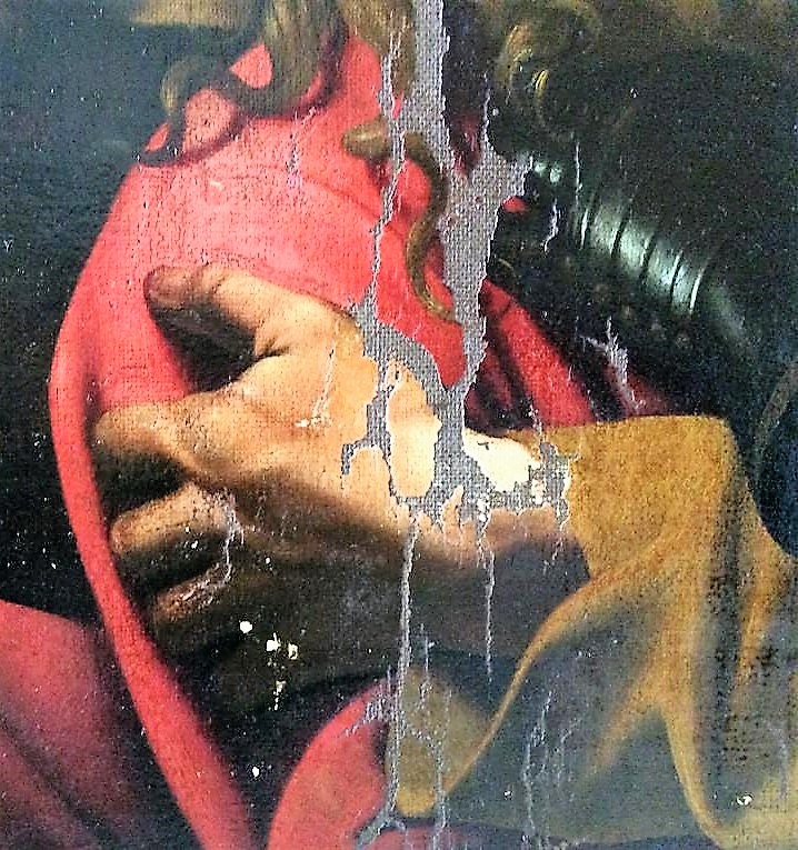 Cattura di Cristo di Odessa, dettaglio della mano di Giuda (durante il restauro). Ph. Credit Nataliia Chechykova
 Cattura di Cristo di Odessa, dettaglio della mano di Giuda (durante il restauro). Ph. Credit Nataliia Chechykova