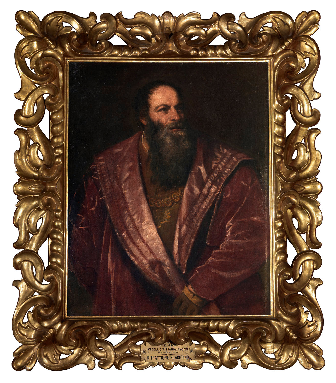 Tiziano, Ritratto di Pietro Aretino (1545; olio su tela; Firenze, Galleria Palatina di Palazzo Pitti)
