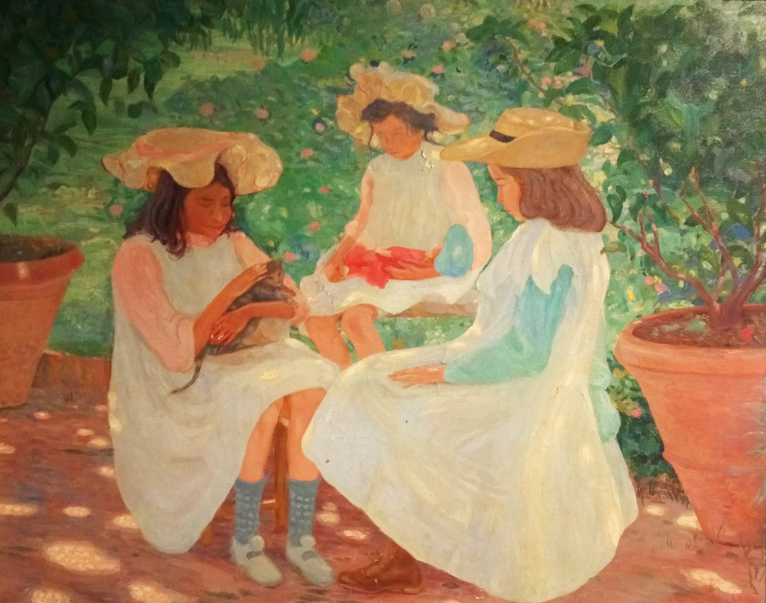 Moses Levy, Bambine nel giardino (1909; olio su tela, 83 x 105 cm; Collezione privata)
