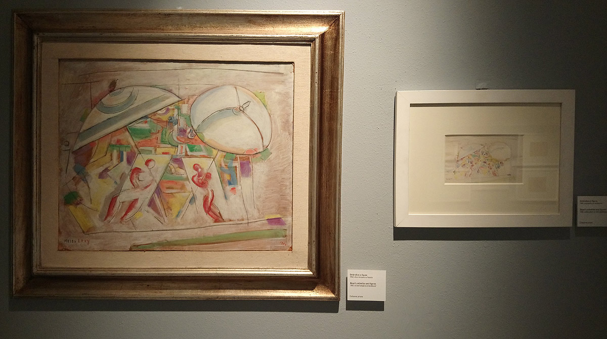 Moses Levy, Ombrelloni e figure con il suo acquerello
