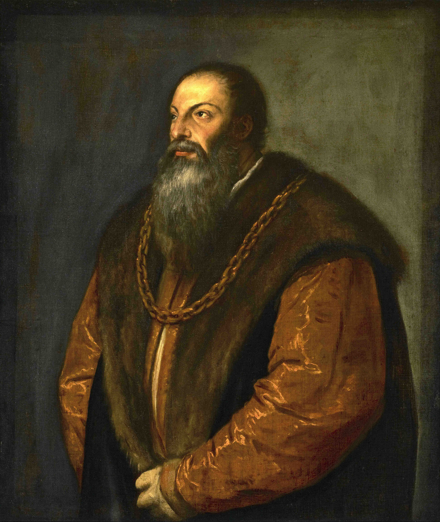 Tiziano, Ritratto di Pietro Aretino (1537 circa; olio su tela, 101,9 x 85,7 cm; New York, The Frick Collection)
