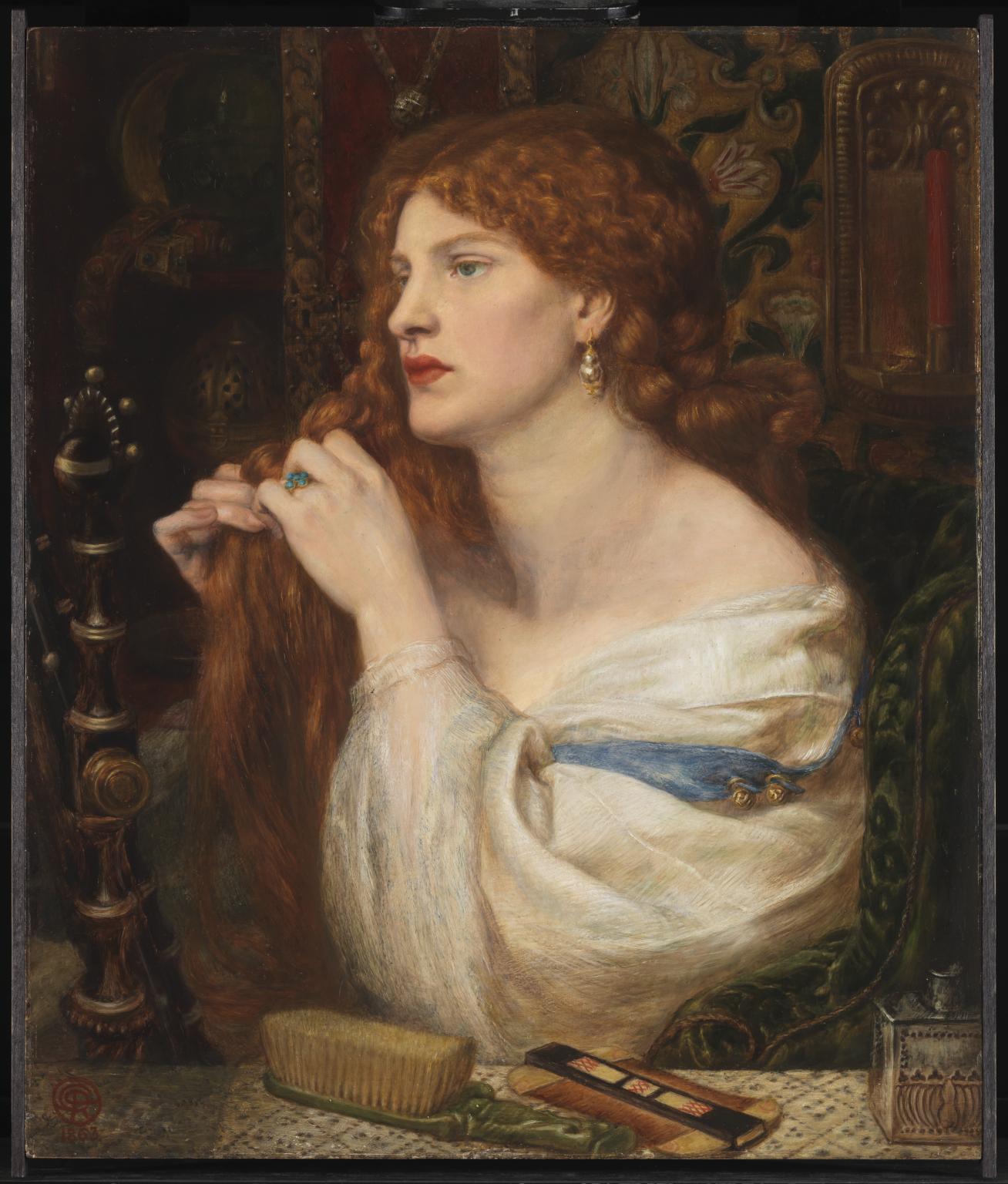 Dante Gabriel Rossetti, Aurelia (l’amante di Fazio) (1863-1873; olio su tavola, 43,2 x 36,8 cm; Londra, Tate Britain)
 Dante Gabriel Rossetti, Aurelia (l’amante di Fazio) (1863-1873; olio su tavola, 43,2 x 36,8 cm; Londra, Tate Britain)