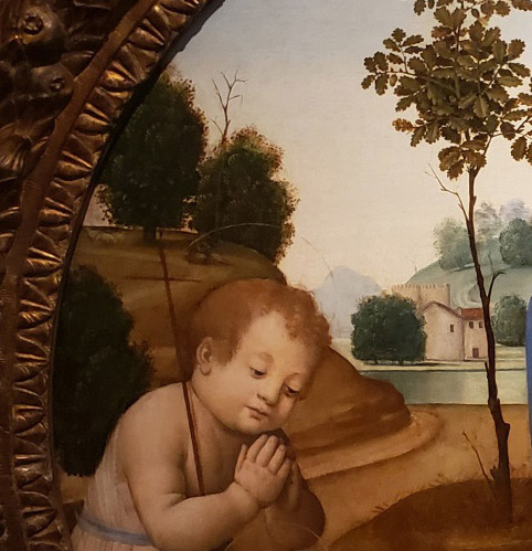 Lorenzo di Credi, Adorazione del Bambino, dettaglio del san Giovannino
 Lorenzo di Credi, Adorazione del Bambino, dettaglio del san Giovannino