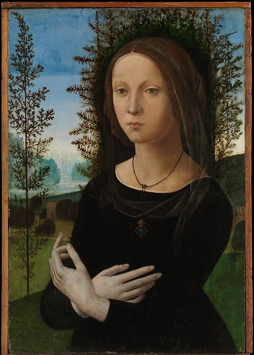 Lorenzo di Credi, Ritratto di donna in nero (Ginevra de’Benci) (tavola, 58,7 x 40 cm; New York, Metropolitan Museum)
 Lorenzo di Credi, Ritratto di donna in nero (Ginevra de’Benci) (tavola, 58,7 x 40 cm; New York, Metropolitan Museum)