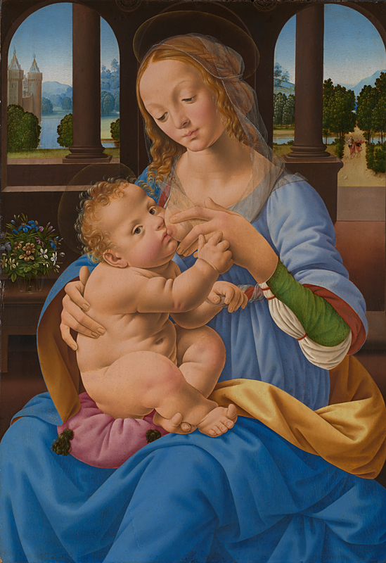 Lorenzo di Credi, Madonna col Bambino (olio su tavola, 71,1 x 49,5 cm; Londra, National Gallery)
 Lorenzo di Credi, Madonna col Bambino (olio su tavola, 71,1 x 49,5 cm; Londra, National Gallery)
