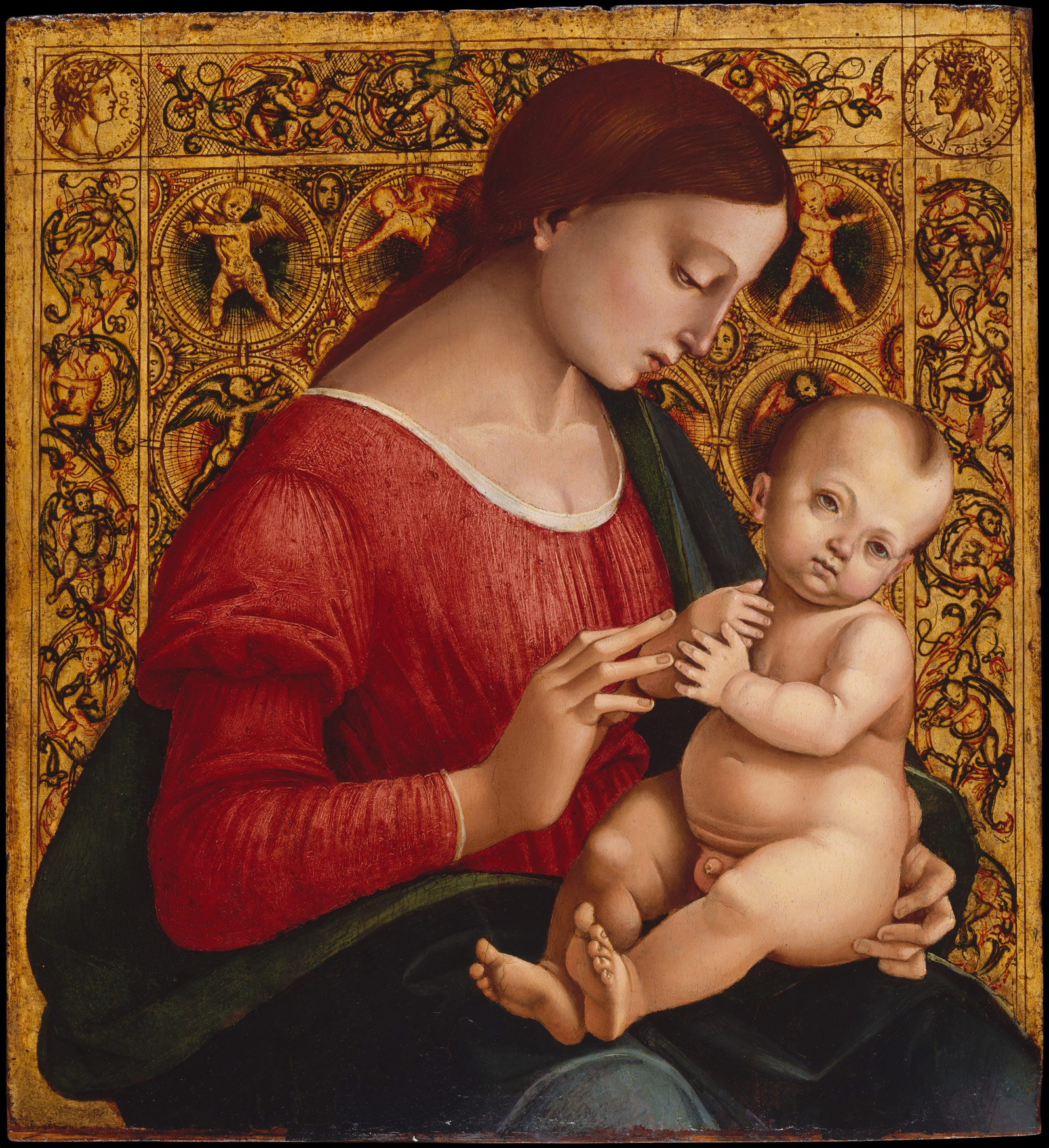 Luca Signorelli, Madonna col Bambino (1505-1507 circa; olio e tempera su tavola, 51,4 x 47,6 cm; New York, Metropolitan Museum)
