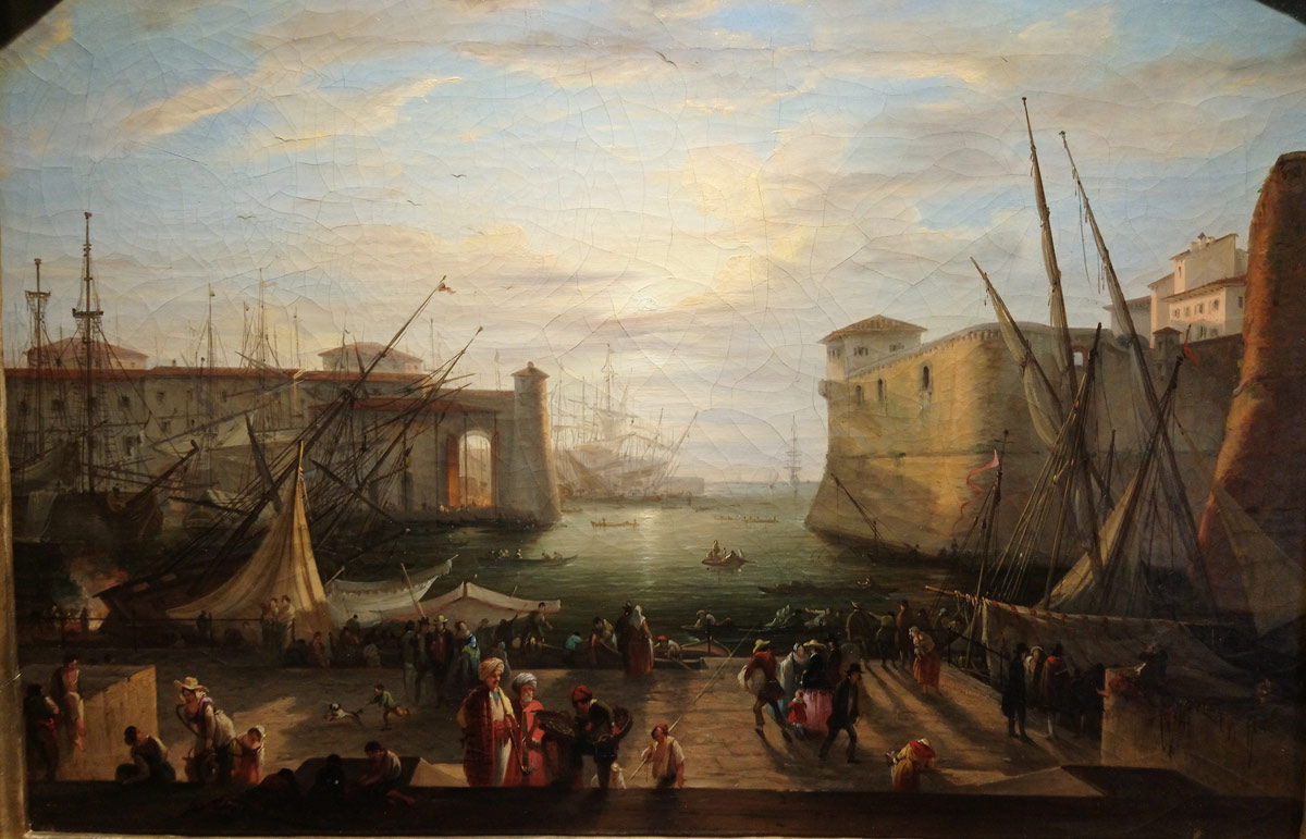 Giovanni Signorini, Marina di Livorno con la Fortezza Medicea sullo sfondo (1840 circa; olio su tela, 40,5 x 59,5 cm; Collezione privata)
