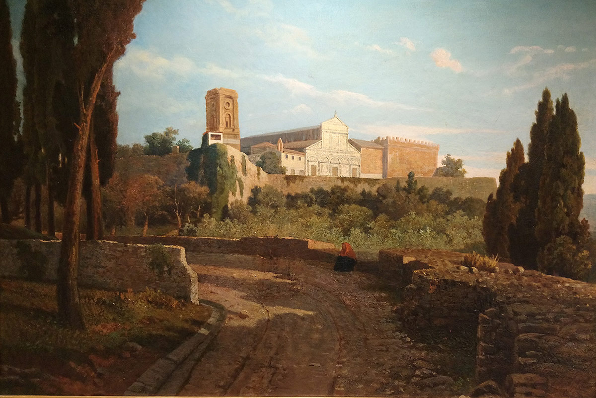 Lorenzo Gelati, Veduta della chiesa di San Miniato al Monte (1865 circa; olio su tela, 62 x 90 cm; Collezione privata)
