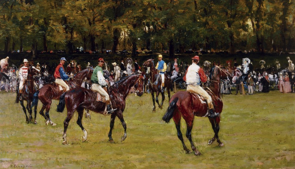Ruggero Panerai, The Paddock (1885; olio su tavola, 20 x 34 cm; Collezione privata)
