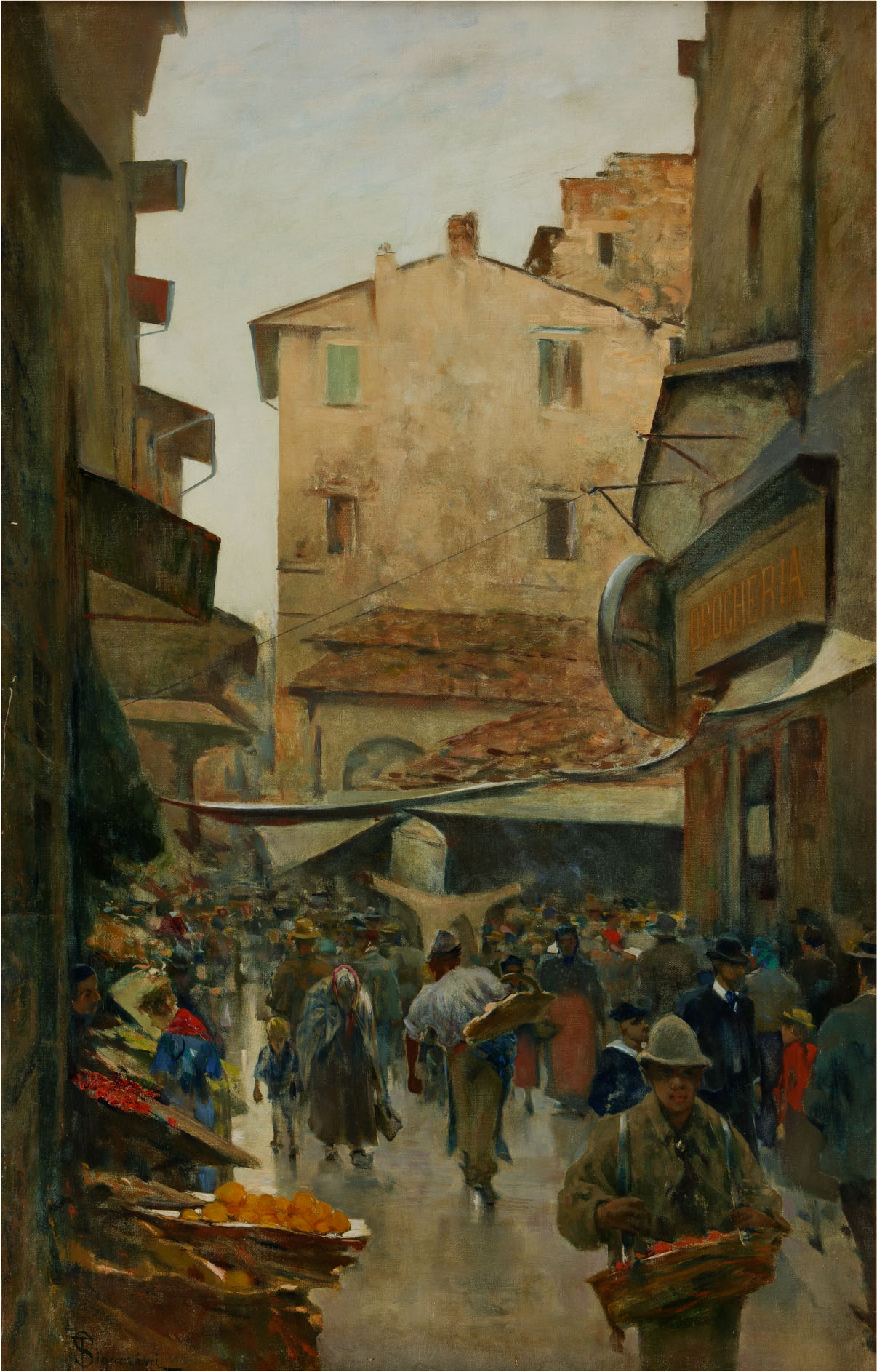 Telemaco Signorini, Il Mercato Vecchio da via degli Speziali (1882 circa; olio su tela, 86 x 55 cm; Collezione privata)

