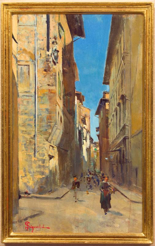 Telemaco Signorini, Scorcio di strada nel centro storico di Firenze (1880 circa; olio su tavola, 31 x 19 cm; Firenze; Fondazione CR Firenze)
