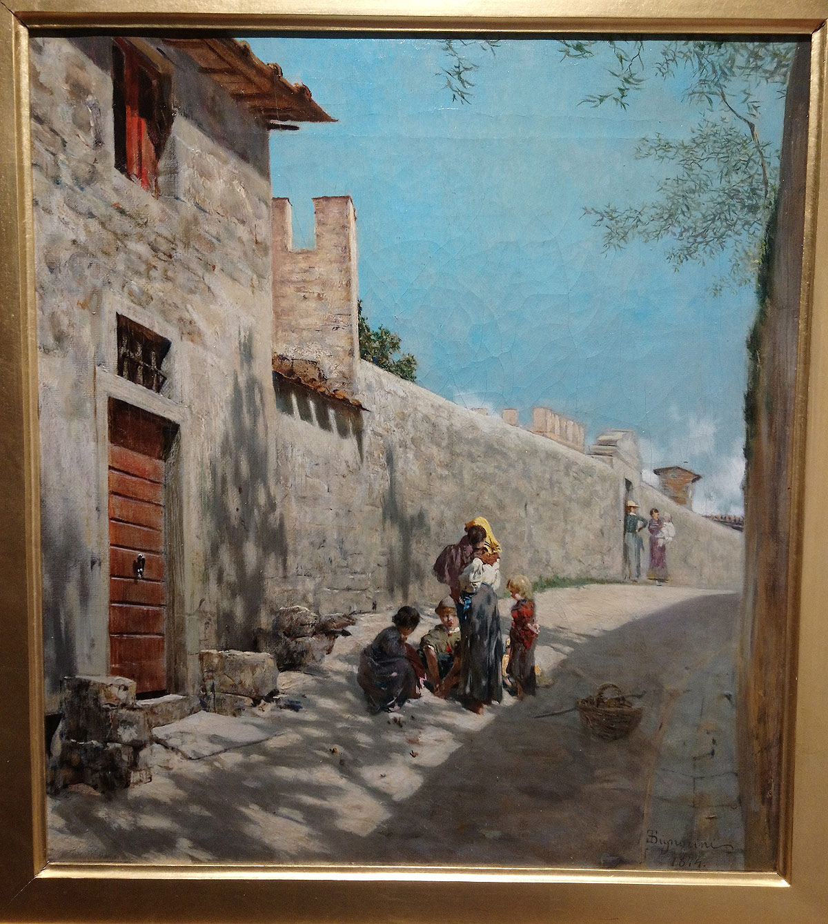 Telemaco Signorini, Stradina toscana con figure (1874; olio su tela, 38 x 34,4 cm; Collezione privata)
