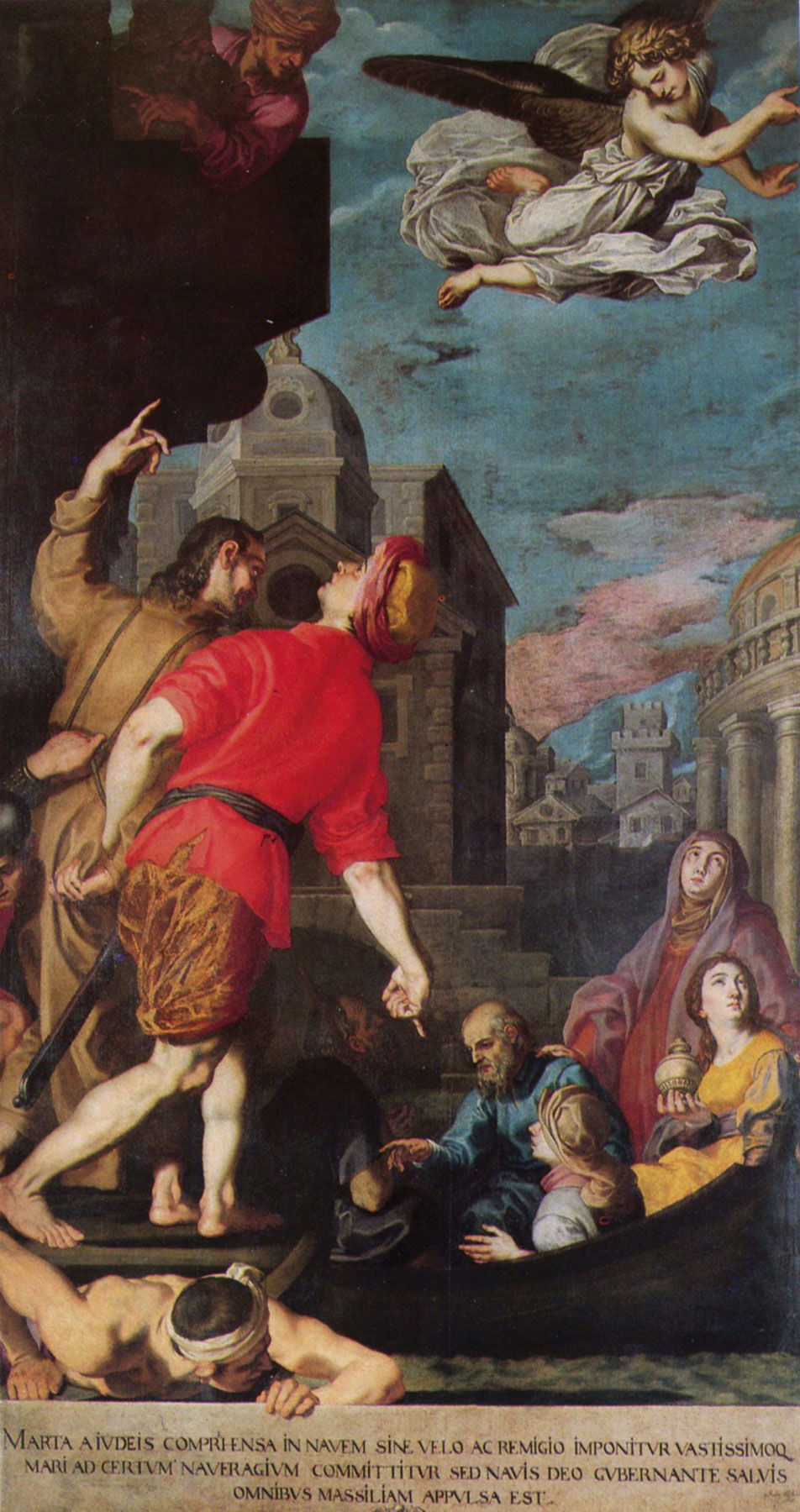 Andrea Lilli, Imbarco forzato della famiglia di Marta e Maddalena (1602; olio su tela, 386 x 210 cm; Sant’Elpidio a Mare, Basilica di Santa Maria della Misericordia)
