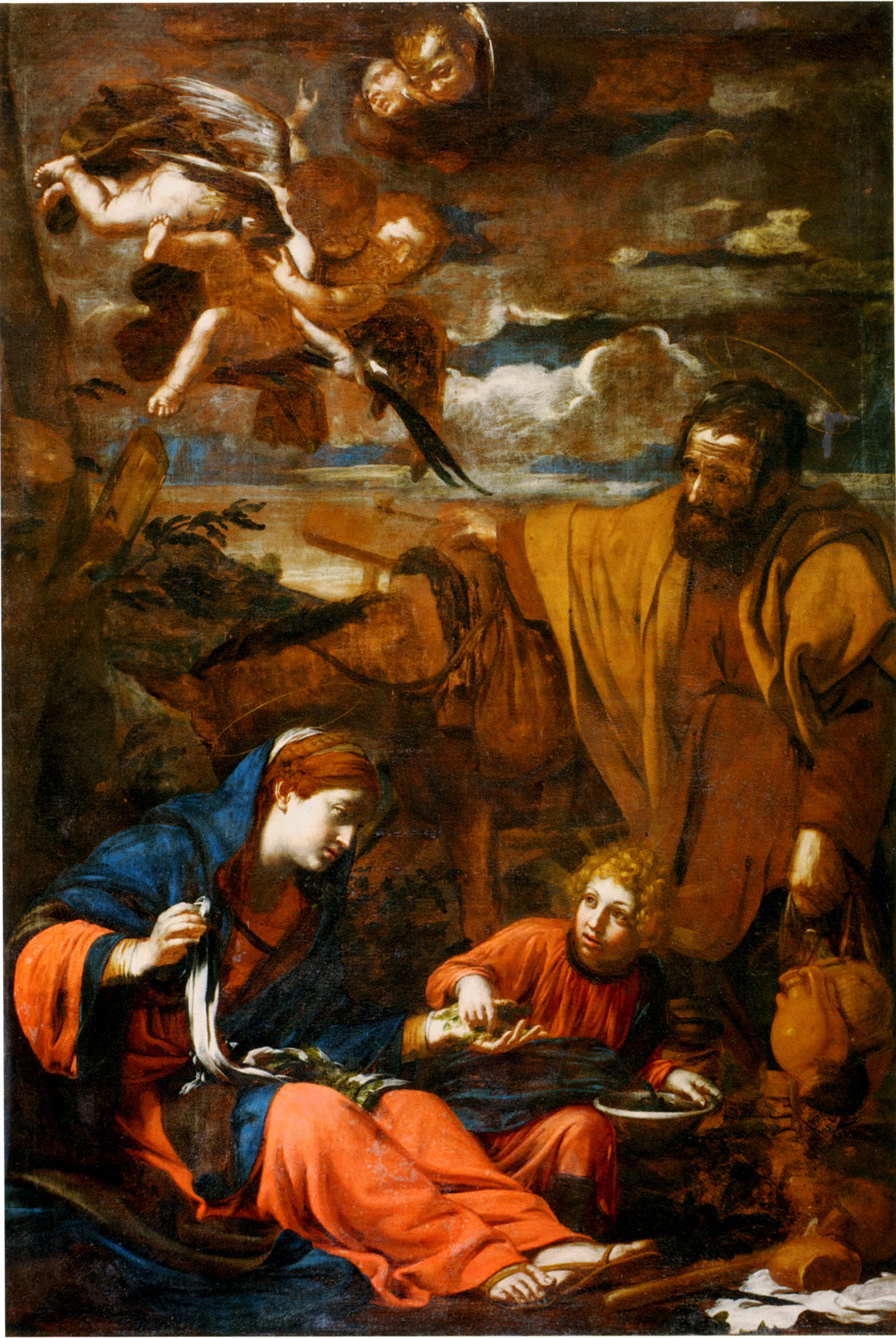 Bartolomeo Mendozzi, Riposo dal ritorno dalla fuga in Egitto noto anche come Madonna dell’Insalata (inizio quarto decennio del Seicento; olio su tela, 248 x 169 cm; Recanati, chiesa dei cappuccini)

