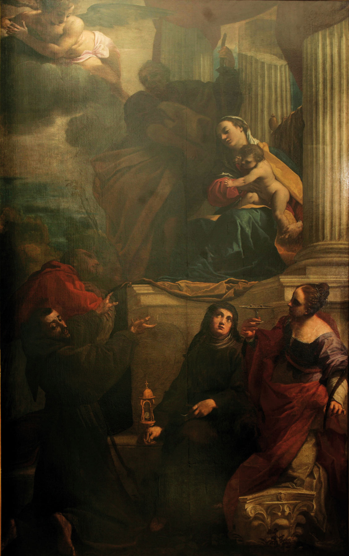 Carlo Bononi, Sacra Famiglia con san Carlo Borromeo, san Francesco, santa Chiara e santa Lucia (1627 circa; olio su tela, 330 x 200 cm; Milano, Pinacoteca di Brera)
