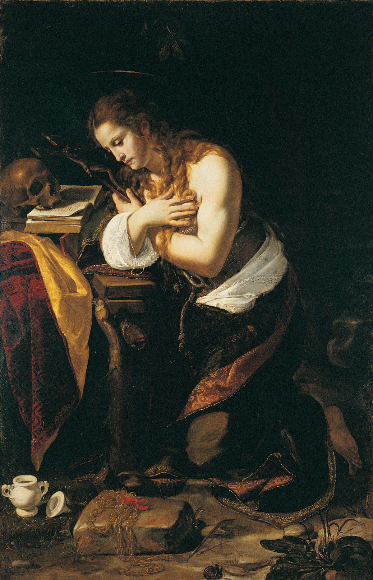 Giovanni Francesco Guerrieri, Santa Maria Maddalena penitente (firmata e datata 1611; olio su tela, 185 x 90 cm; Fano, Pinacoteca San Domenico, Fondazione Cassa di Risparmio)
