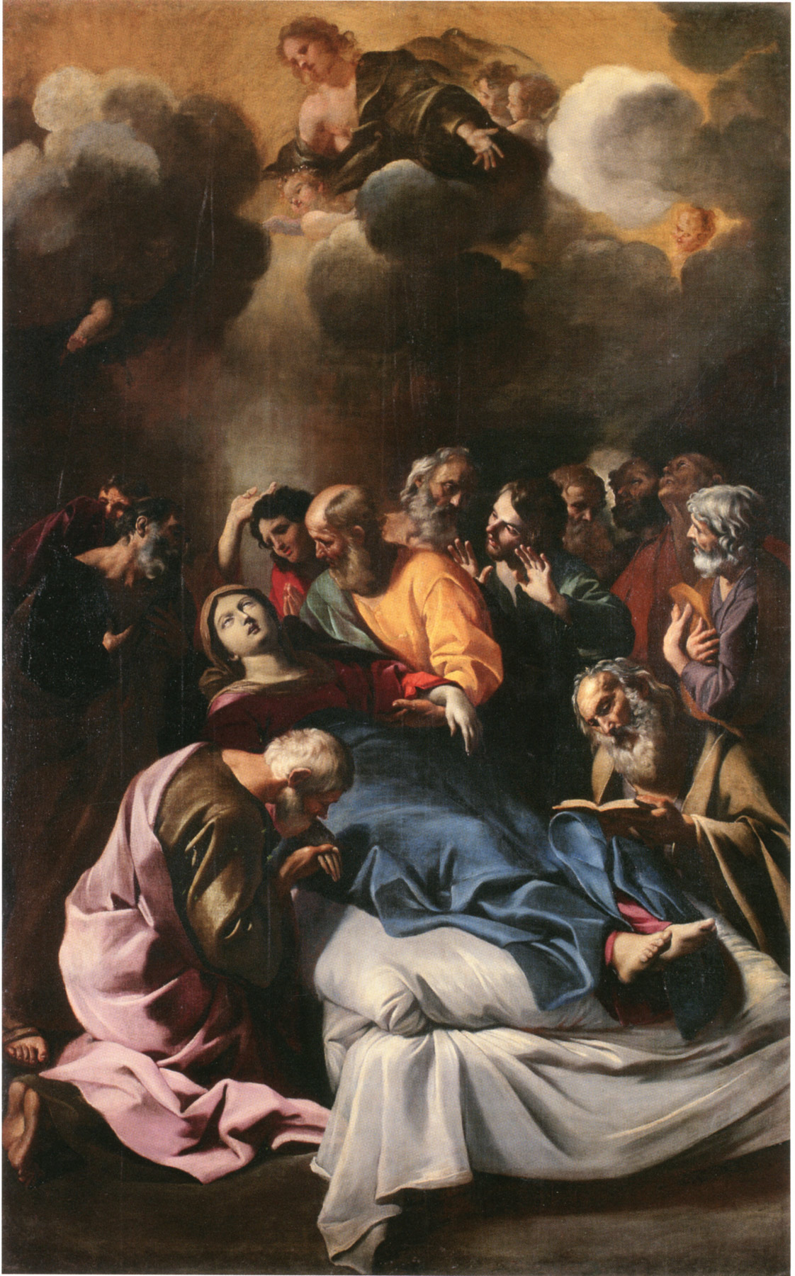 Giovanni Lanfranco, La morte della Vergine (1627 circa; olio su tela, 252 x 158 cm; Macerata, Santi Giovanni Evangelista e Battista, cappella Razzanti)

