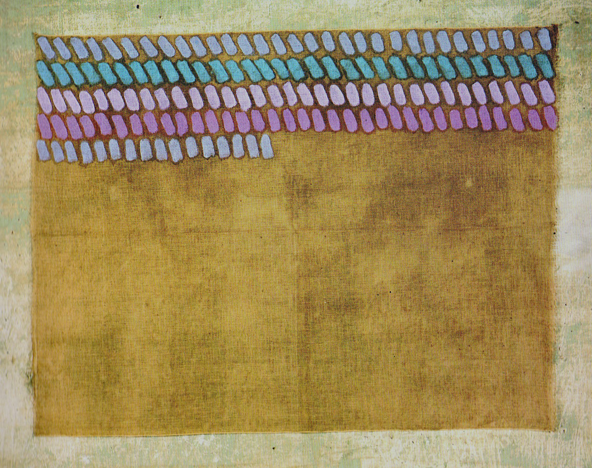 Giorgio Griffa [Back to the Future 2011], Colpi di pennello (1975; tempera su tela, 145 x 190 cm). Courtesy Giampiero Basutti, Torino 

