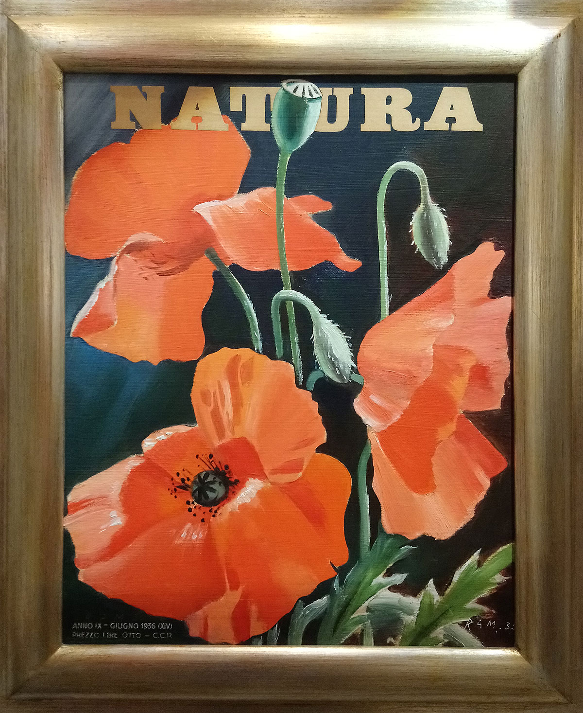 RAM, Papaveri, bozzetto per la copertina di Natura del giugno 1936 (1935; olio su tavola di compensato, 53 x 41 cm). Presentato da Frascione Arte. Richiesta: 25 mila euro
