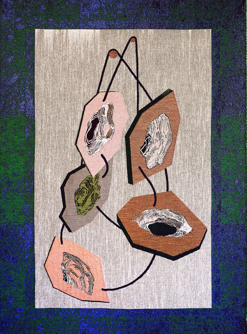 Otobong Nkanga, The leftovers (2018; tecnica mista, 165 x 250 cm). Presentato da Lumen Travo Gallery
