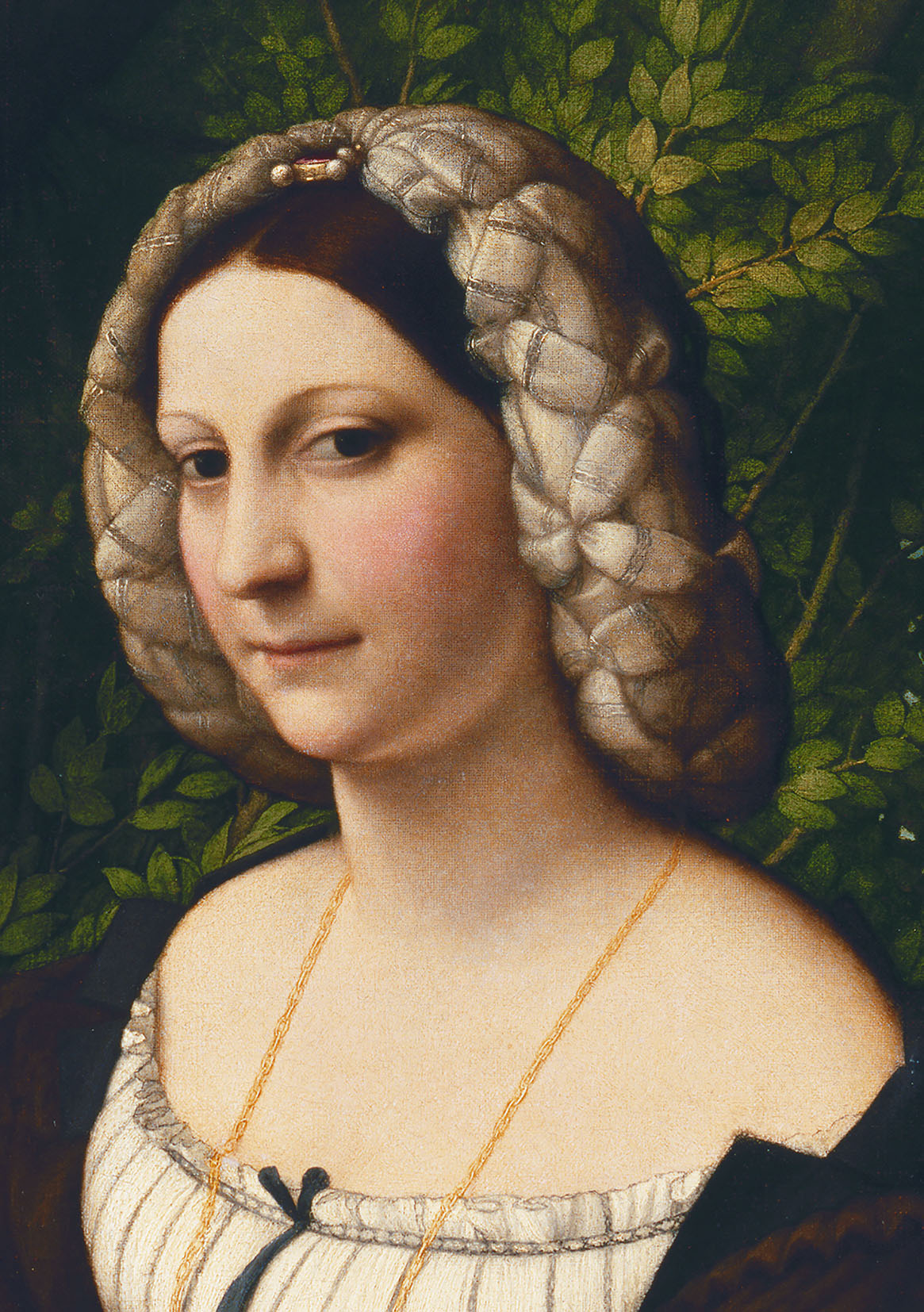 Correggio (Antonio Allegri), Ritratto di giovane donna, dettaglio del volto
