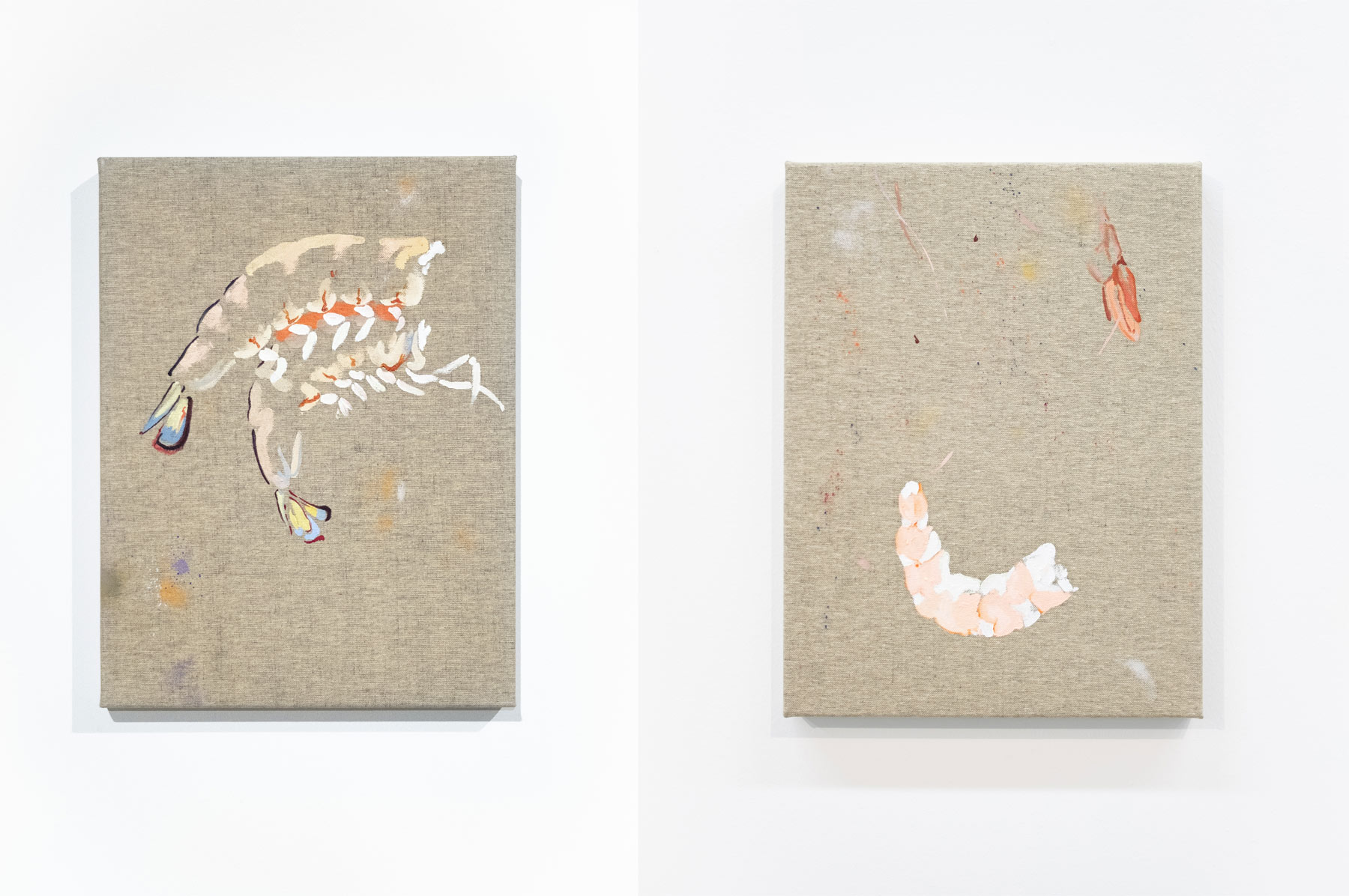 Anna Zacharoff, Shrimp in person e Shrimp in the nude (2019; olio su tela, 40 x 30 cm), presentati da Issues. Richiesta: 3.200 euro ciascuno.
 Anna Zacharoff, Shrimp in person e Shrimp in the nude (2019; olio su tela, 40 x 30 cm), presentati da Issues. Richiesta: 3.200 euro ciascuno.