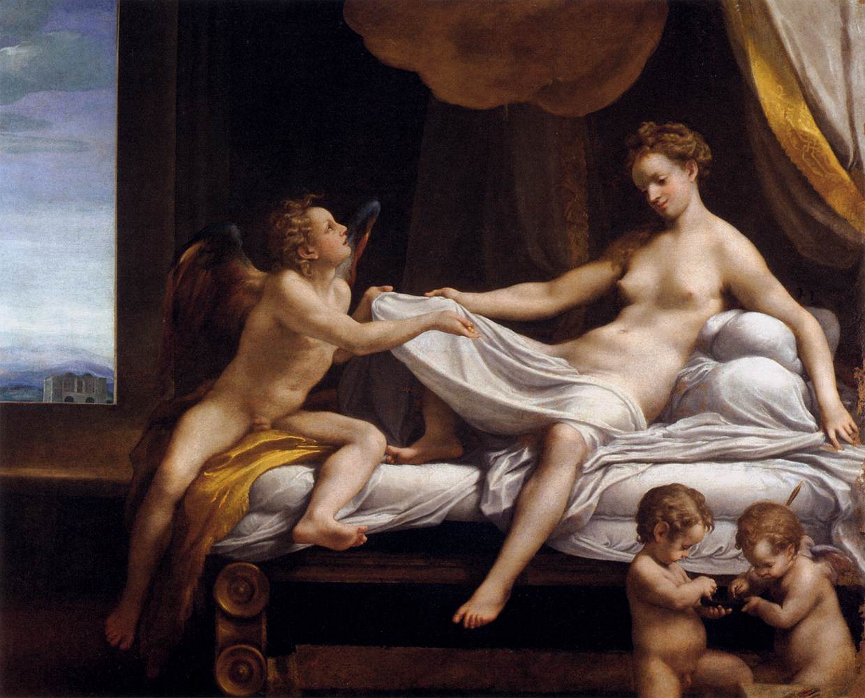 Antonio Allegri detto il Correggio, Giove e Danae (1530-1532; olio su tela, 161 x 193 cm; Roma, Galleria Borghese)
