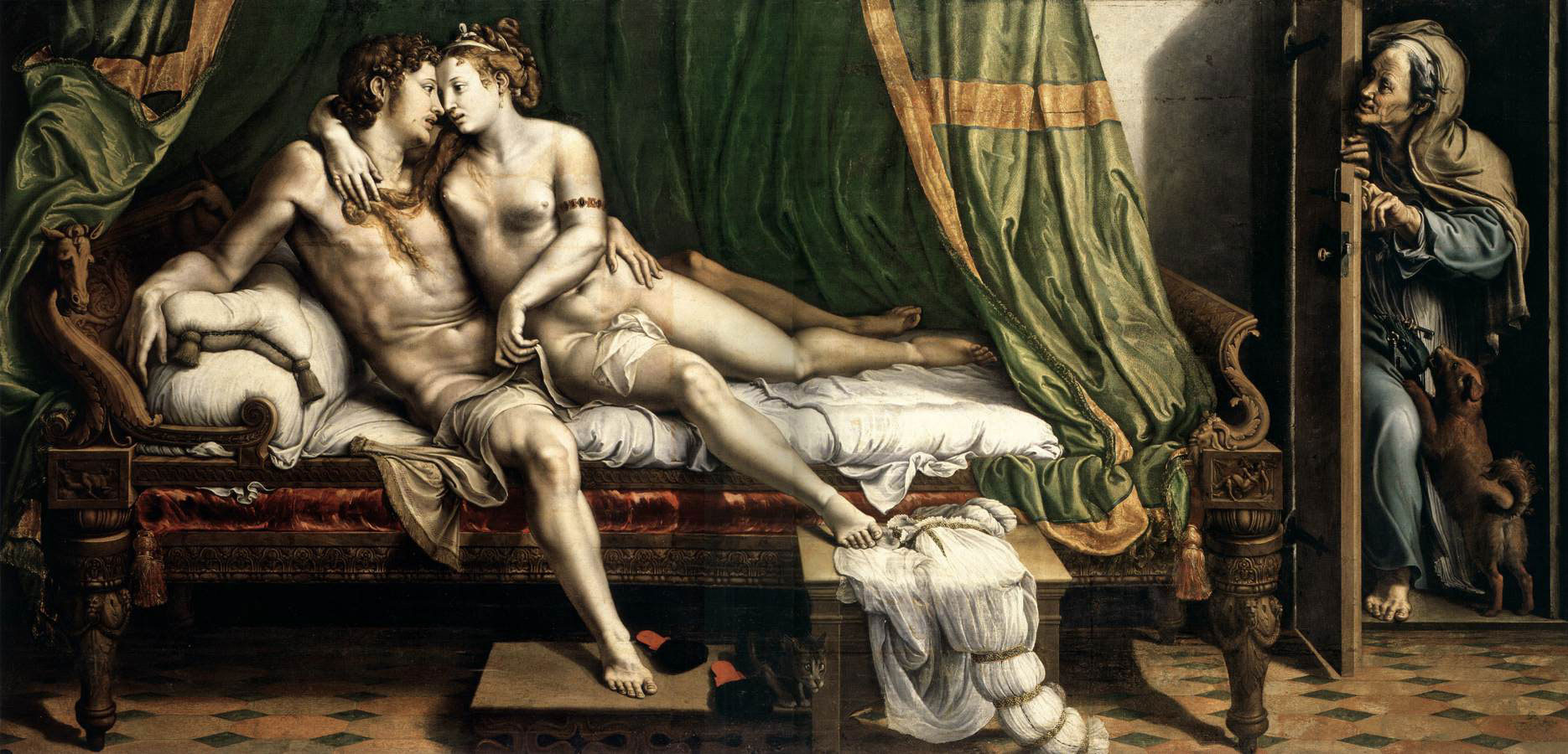 Giulio Romano, Due amanti (1524 circa; olio su tavola trasferito su tela; 163 x 337 cm; San Pietroburgo, Ermitage)
