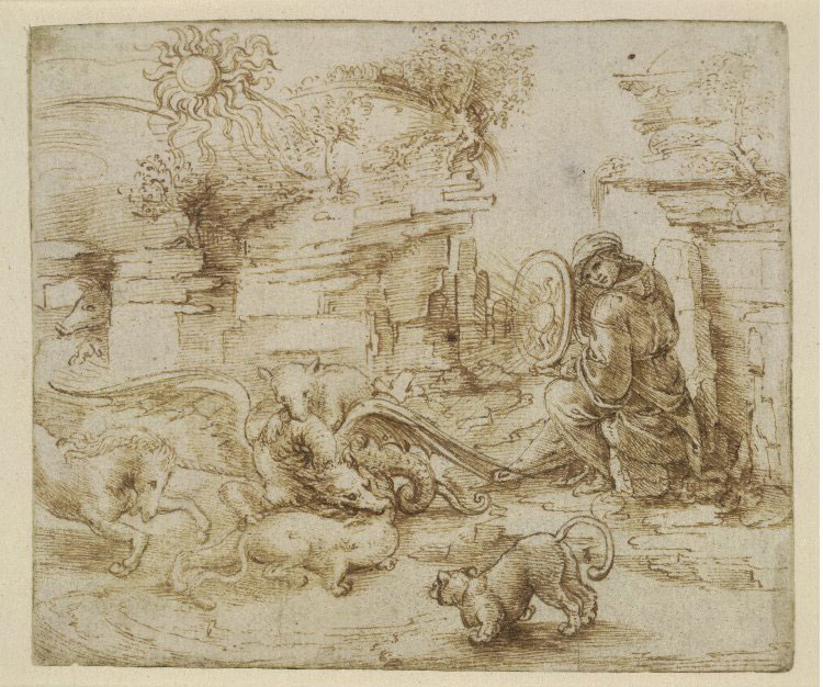 Da Leonardo da Vinci, Allegoria dello specchio solare (XVI secolo; penna e inchiostro, 89 x 105 mm; Londra, British Museum)
 Da Leonardo da Vinci, Allegoria dello specchio solare (XVI secolo; penna e inchiostro, 89 x 105 mm; Londra, British Museum)