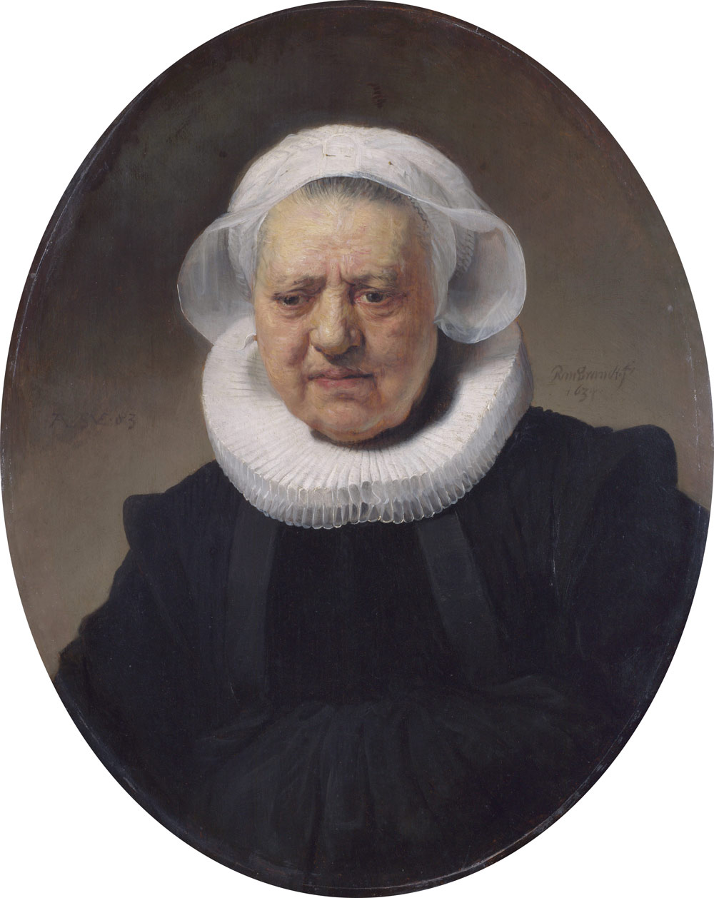 Rembrandt, Ritratto di una donna di ottantatrÃ© anni (1634; olio su tavola, 71,1 x 55,9 cm; Londra, National Gallery)
