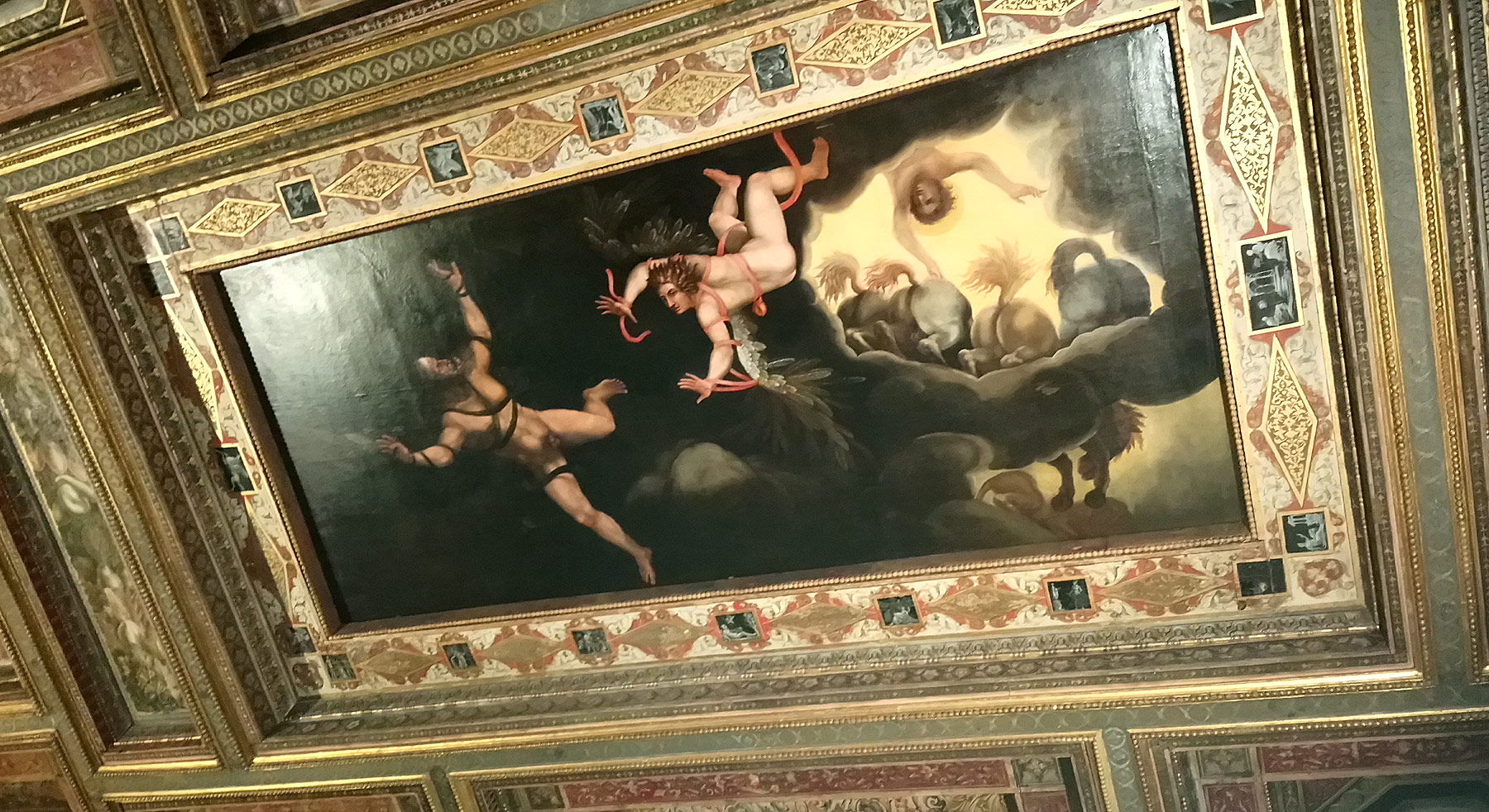 Anselmo Guazzi, La Caduta di Icaro sul soffitto della camera dei Cavalli
