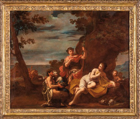 Pittore del XVII secolo, Bacco e Arianna (seconda metà del XVII secolo; olio su tela, 74 x 90 cm; Collezione privata)

