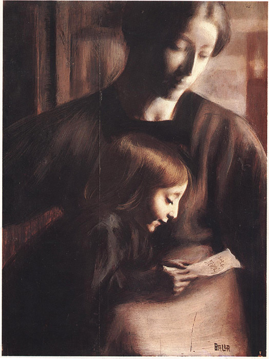 Giacomo Balla, Studio per Affetti (1910; olio su tavola, 68 x 52 cm; Roma, Collezione privata - courtesy Futur-ism)
